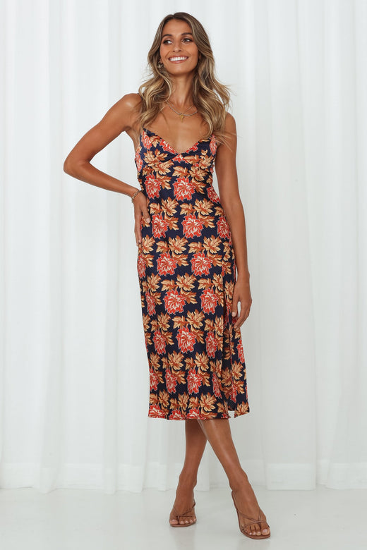 Autumn Feels Midi Dress Orange