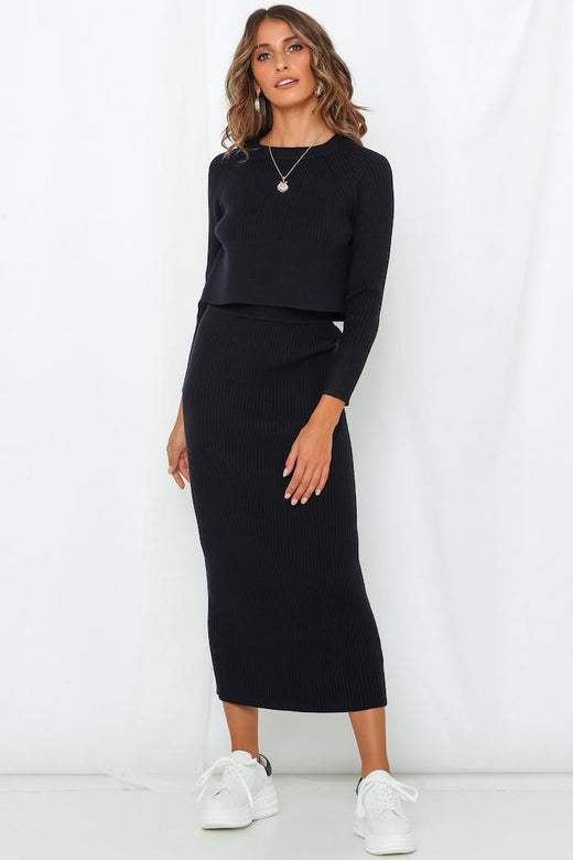 Anique Midi Skirt Navy