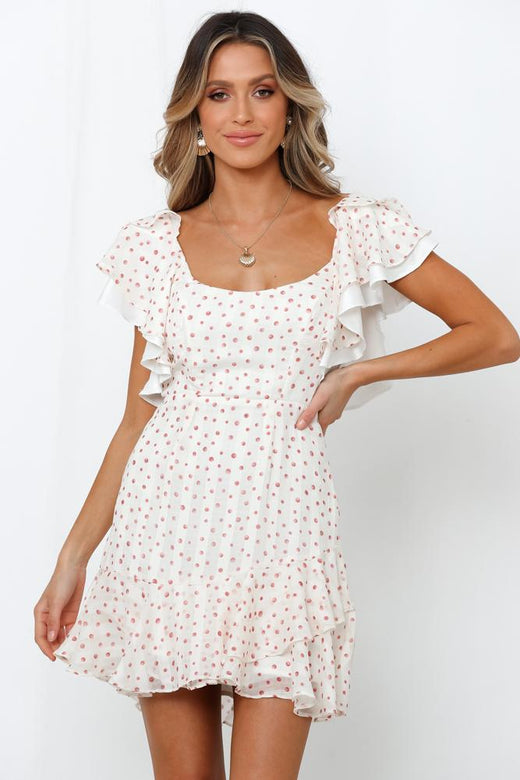 Pretend You Are Mine Dress White and Rose