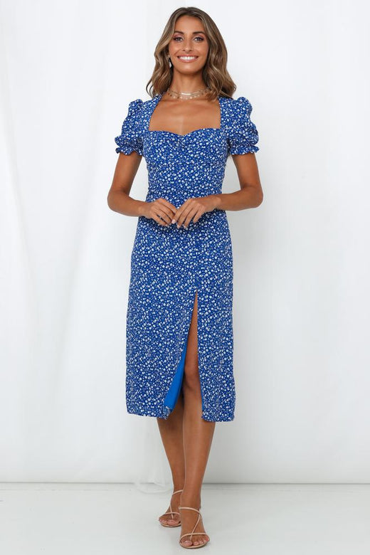 Gonna Break Every Rule Midi Dress Royal Blue