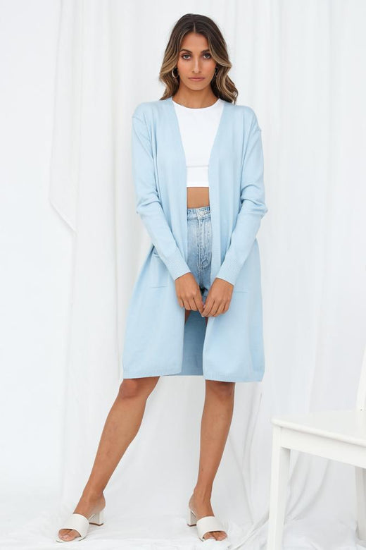 Blow Me A Kiss Knit Cardigan Blue