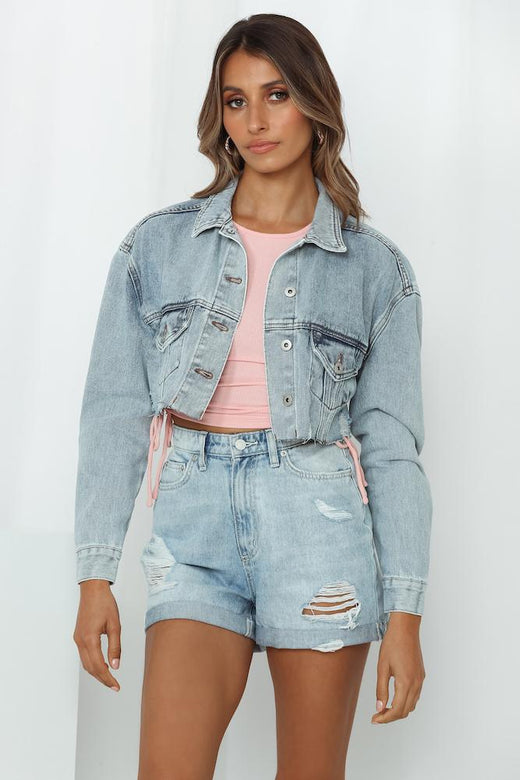Girl Band Denim Jacket Light Blue Denim