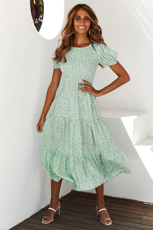 Late Night Angels Midi Dress Green
