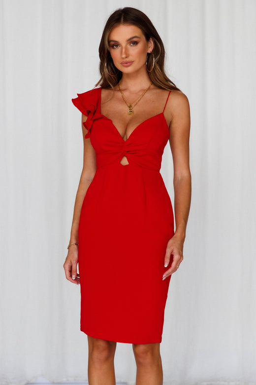 Home Late Midi Dress Red