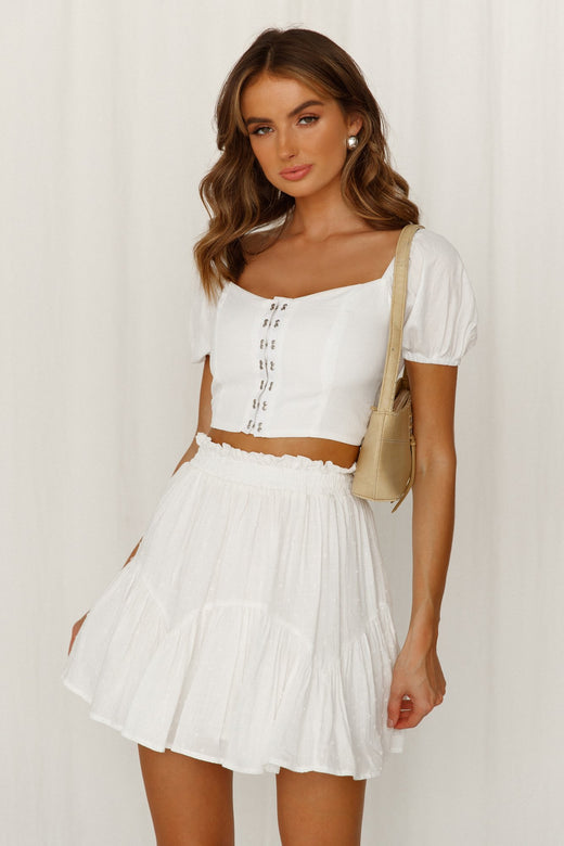 Chaos Over Calm Crop Top White