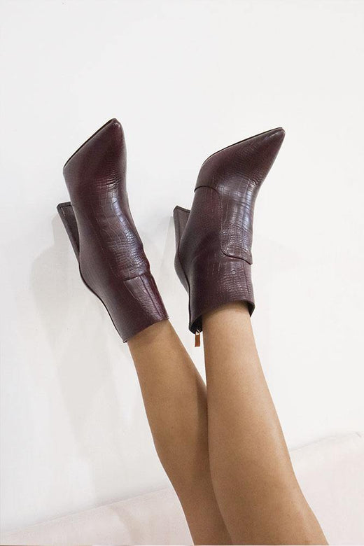 BILLINI Kourt Boots Burgundy Croc - Hello Molly Staging