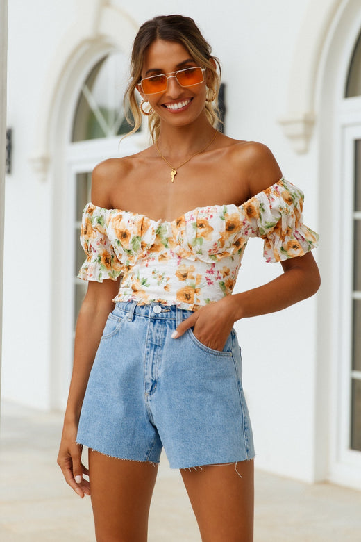 Pop Of Sun Crop Top White