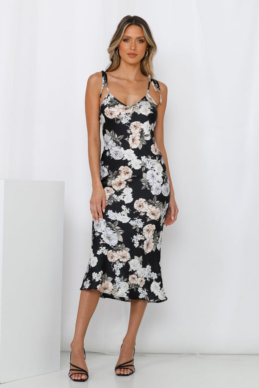 From Here To Rome Midi Dress Black